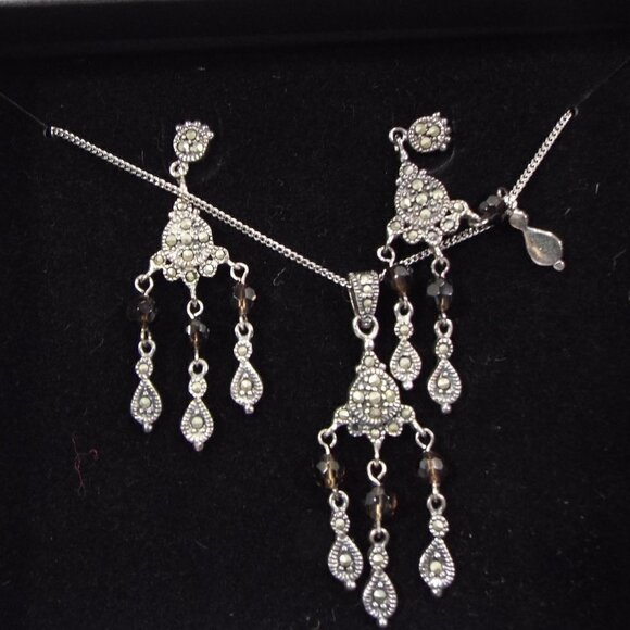 NECKLACE & Earrings .925 Sterling Silver Jewelry 3 Piece Jewelry Set - Picture 7 of 10